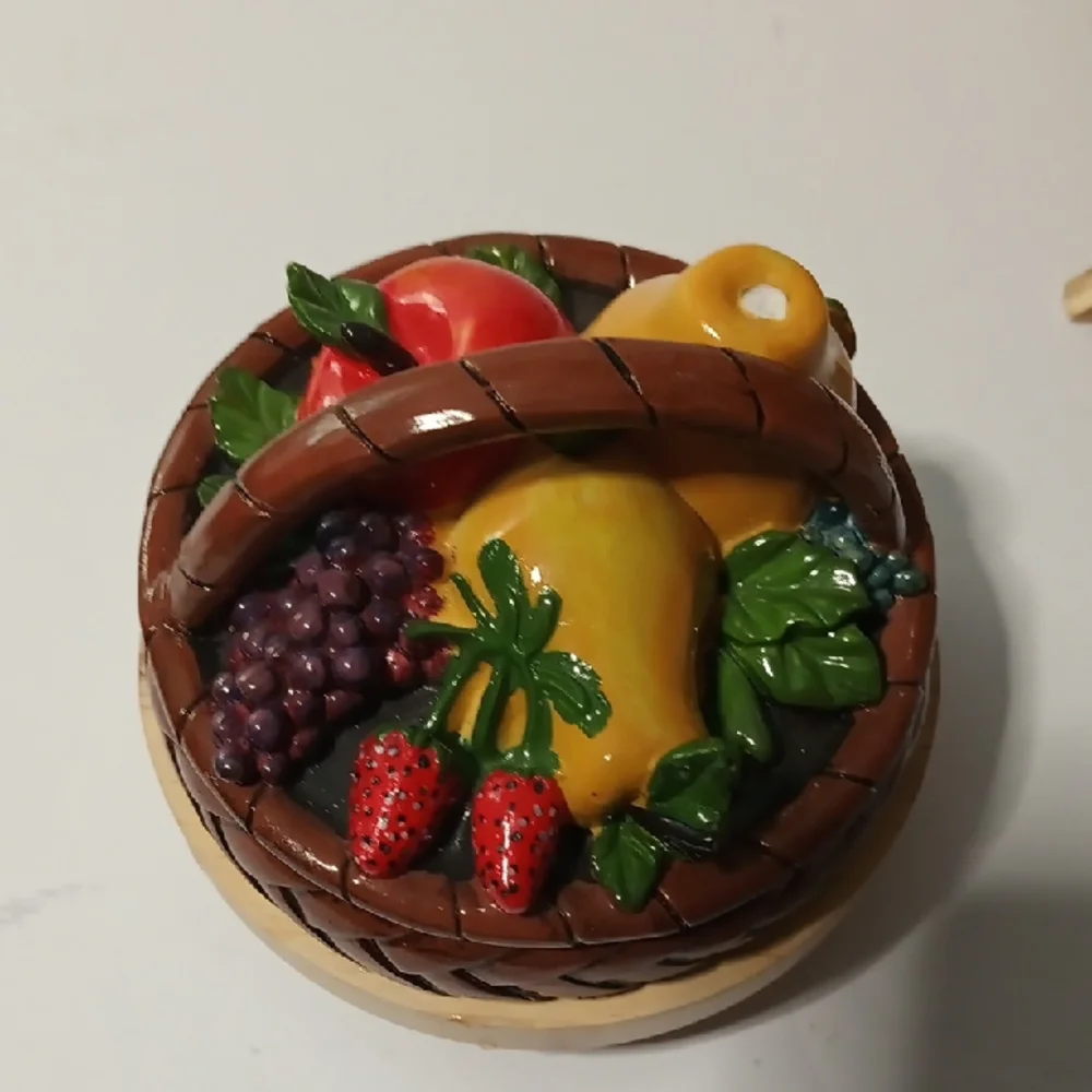 Fruit-Themed Ceramic Canister 8 Inches Tall And 4 Inches Wide